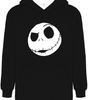 Sweat Plaid Jack Skellington noir avec capuche, motif visage de Jack de L'Étrange Noël de monsieur Jack, style oversize unisexe chaud et confortable.
