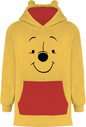 Sweat Plaid Winnie Plush - Disney jaune avec capuche à oreilles, poche kangourou rouge et visage de Winnie l'ourson imprimé. Pull oversize doux idéal pour l'hiver.
