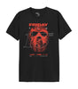 T-shirt Friday the 13th - FRIDAY THE 13TH POSTER à plat, imprimé graphique rouge avec le masque de Jason et le texte du film culte d’horreur.