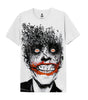 T-shirt JOKER JOKE - DC Comics Batman avec grand motif effrayant du Joker en noir et rouge, style graphique percutant sur fond blanc.