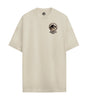 T-shirt classique beige Jurassic Park avec petit logo noir sur le devant, parfait pour les fans de la licence culte.