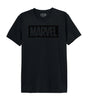 T-shirt Marvel Logo -MARVEL LOGO 3D noir à plat, avec logo Marvel noir en relief sur la poitrine, style moderne pour homme.