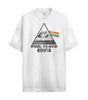 T-shirt classique Pink Floyd 1973 blanc avec imprimé pyramide et arc-en-ciel, inspiré de l'album Dark Side of the Moon. Vêtement rock pour homme.