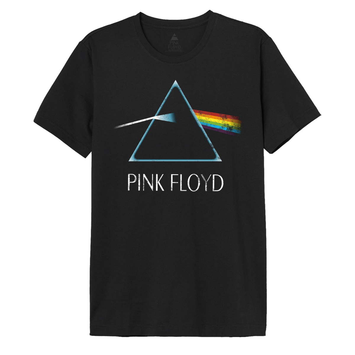 T-shirt Pink Floyd - Prism noir avec design prisme et arc-en-ciel sur le devant, logo du groupe Pink Floyd, produit sous licence officielle.