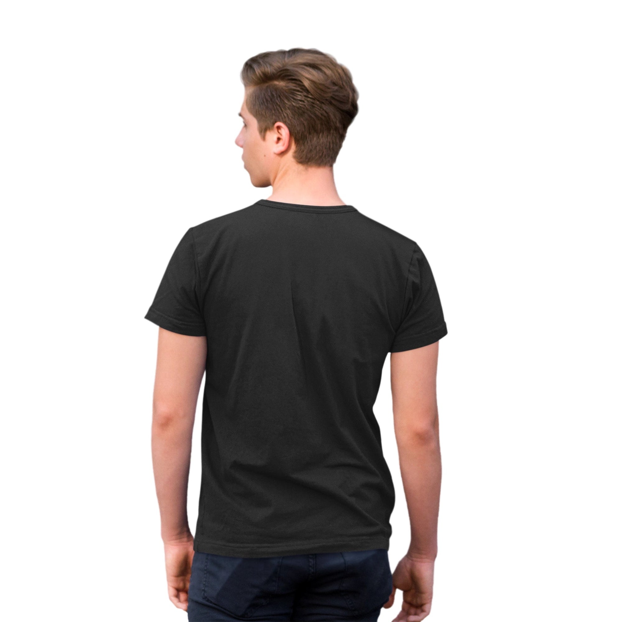 Dos du T-shirt STAR WARS - DARK SIDE POSTER porté, coupe classique noire sans imprimé. Vêtement homme confortable et tendance.