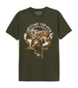 T-shirt STAR WARS - WELCOME TO ENDOR vert kaki avec illustration d’Ewoks et texte blanc. Idéal pour les amateurs de la saga Star Wars.