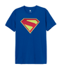 T-shirt Superman Officiel – Rubber Logo 2025 bleu avec logo en relief rouge et jaune sur la poitrine, design iconique DC Comics pour fans.