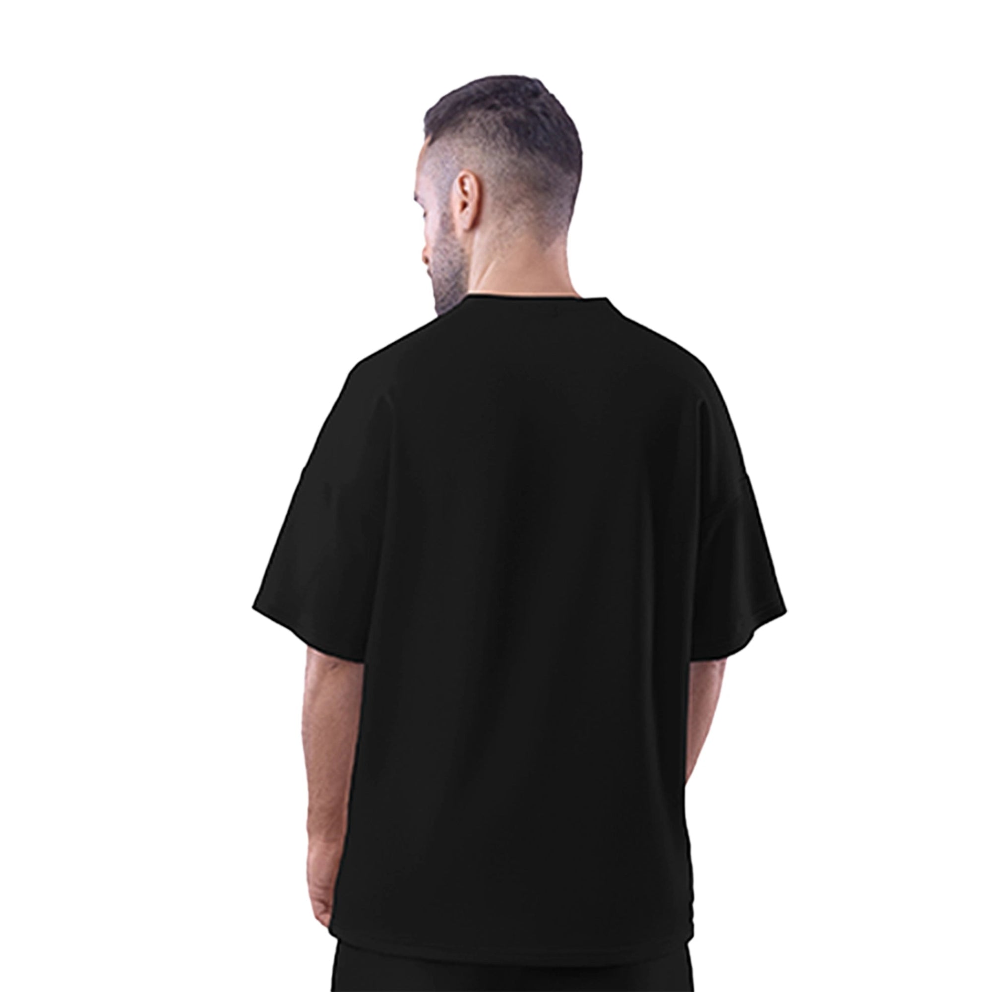 Vue arrière du T-shirt The Punisher Marvel - Gunshot Skull oversize noir, coupe ample sans motif au dos, style streetwear masculin.