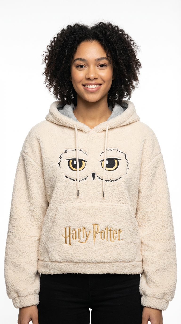 Sweat Sherpa Femme Harry Potter — Hedwige, Blanc Cassé