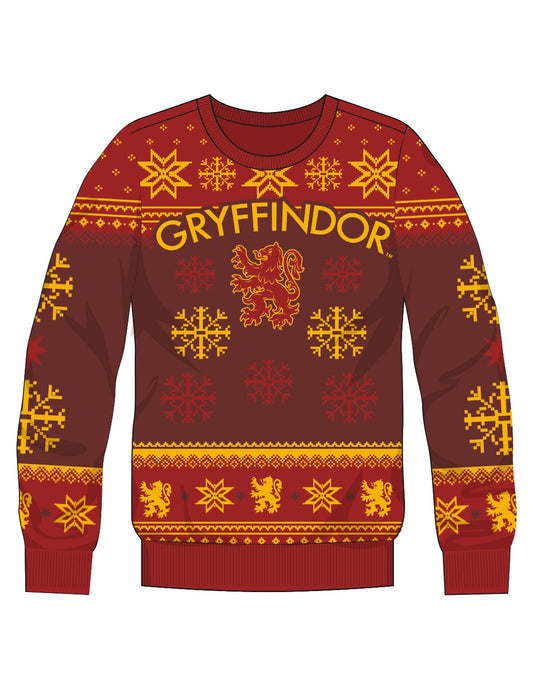 Pull Harry Potter Gryffindor, motif de Noël, col rond, tailles EU